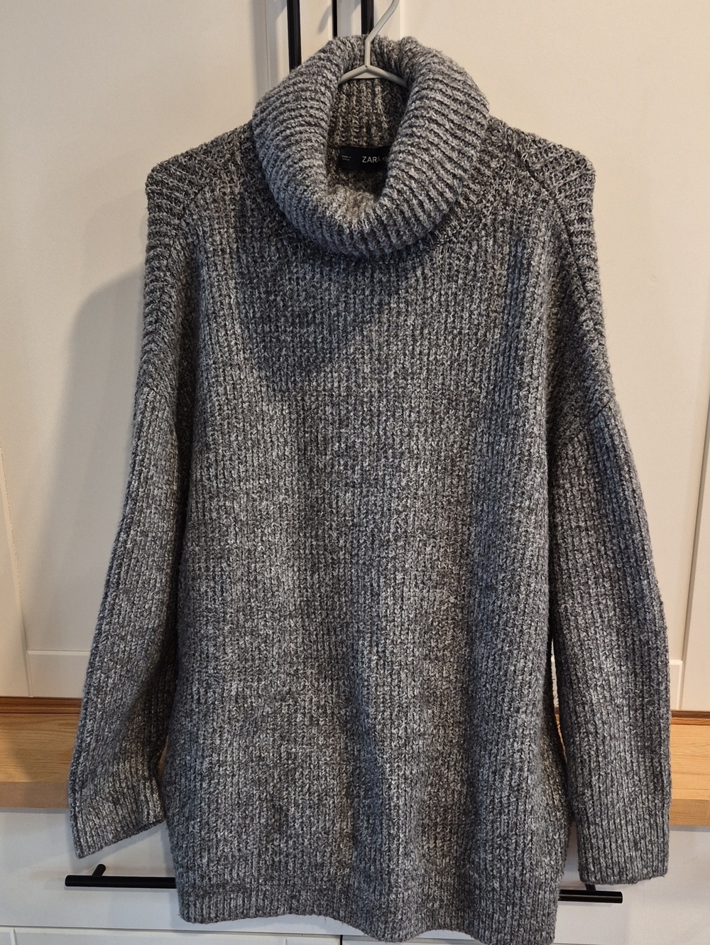💙 Zara Marled Charcoal Gray Turtleneck Oversized Sweater
